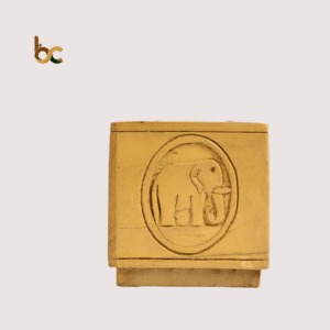 Handmade Wooden Pen Stand with Elephant Carving – Desk Organizer for Home & Office