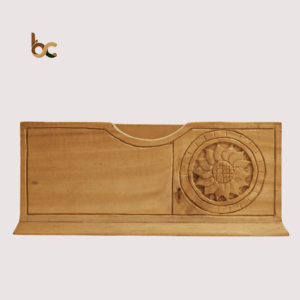 Handcrafted Wooden Desk Organizer with Carved Sunflower – Multi-Compartment Holder for Home & Office