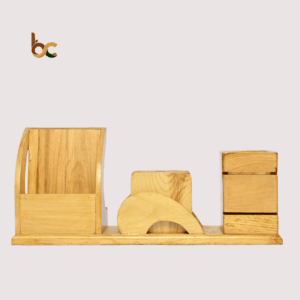 Handcrafted Wooden Desk Organizer with File Holder, Pen Stand & Coaster Rack – Multi-Purpose Office Table Se