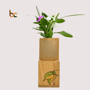 Wooden Tabletop Planter with Painted Design & Multi-Purpose Holder – Eco-Friendly Desk Decor & Gift