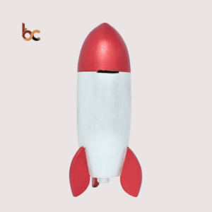 Handcrafted Wooden Rocket Piggy Bank – Save Coins & Cash with Style