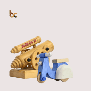 Handcrafted Wooden Cannon & Blue color scooty Combo