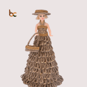 Handcrafted Jute Doll with Traditional Attire & Elegant Decorative Detailing