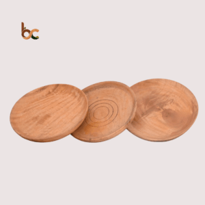 Handcrafted Wooden Serving Plates (Set of 3) with Natural Finish & Minimalist Design