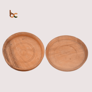 Handcrafted Wooden Serving Plates (Set of 2) with Natural Finish & Classic Design