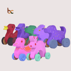 Handcrafted Wooden Animal Toy with Wheels – Multi Design & Color Options | Decorative & Kids Toy