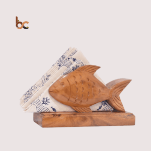 Handcrafted Wooden Fish Tissue Holder – Small & Large Size Options | Decorative Napkin Stand